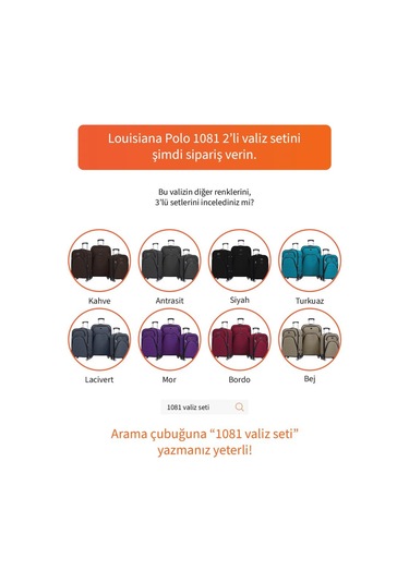 Orta Ve Kabin Boy Valiz Seti 4 Teker Kumaş Valiz Saks Mavi 1081 Mavi