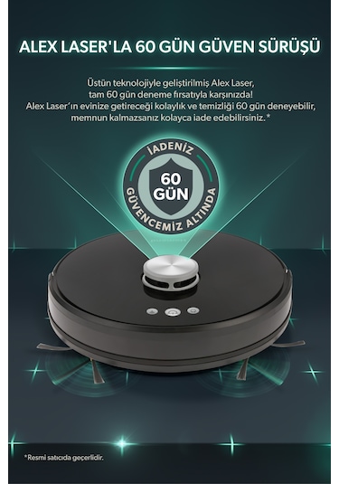 Homend Alex Laser Pro+ 1283H Siyah Moplu ve Haritalamalı Akıllı Robot Süpürge