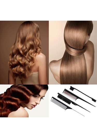 6 Parça Saç Şekillendirici Tarak Seti, Saç Fırçası, Sıçan Kuyruğu Kenar Fırçası, Çift Başlı Tarak, Üçlü Saç Fırçası, Kadınlar Ve Kızlar İçin Saç Çekme İğnesi Siyah