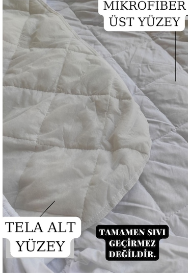 Sessiz Alez Yatak Koruyucu Kapitoneli Fitted Mikrofiber Beyaz Çift Kişilik