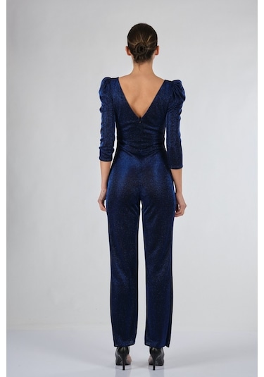 Dori V Yaka Simli Uzun Kollu Lacivert Kadın Elbise 221Kb4079-Lacivert-38