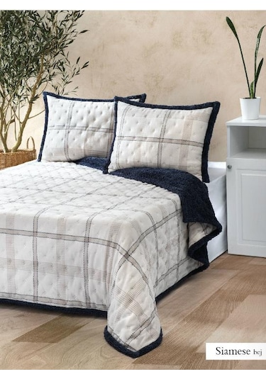 Merinos Battaniye Çift Kişilik Yatak Örtüsü Seti Allday Siamese Bej -