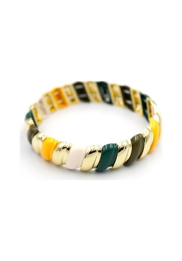 Mineli Lastikli Bilezik - Yeşil Çok Renkli