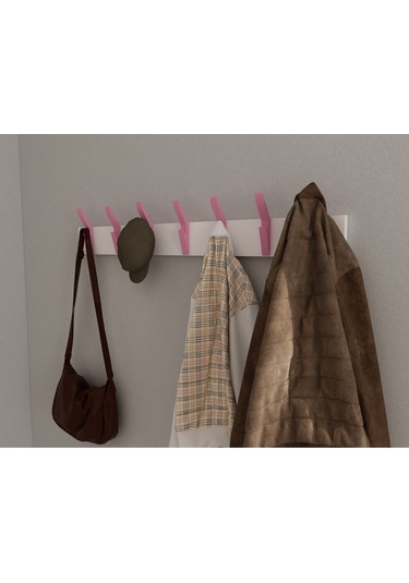 Hepsi3boyutlu Modern Duvar & Kapı Kanca Askılık - 7 Adet Pembe Kanca Askılık - Model No : 3 Pembe