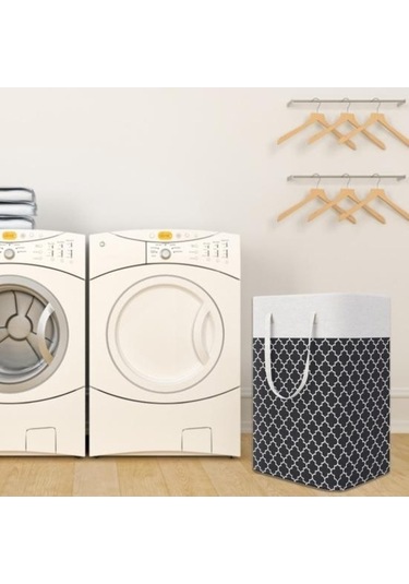 Novahub Siyah Çamaşır Torbası, Ev Organizasyon Bezi, Fener Baskı Kirli Çamaşır Depolama Organizatör, Çamaşır Odası İçin Siyah