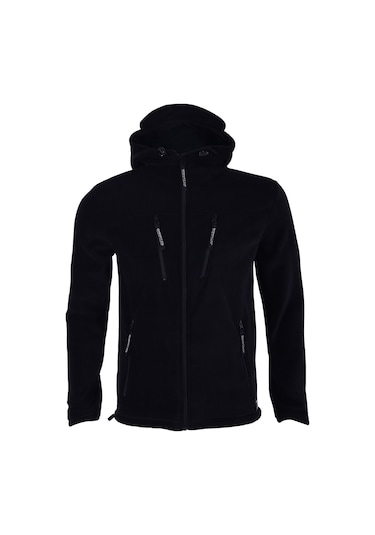 Ghassy Co. Tactical Army Erkek Polar Kapşonlu Ceket Siyah