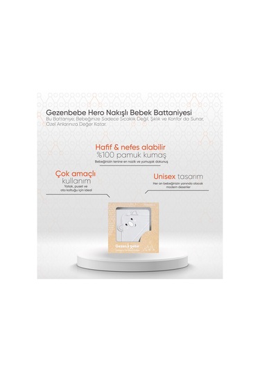 Gezenbebe Hero Nakışlı Bebek Battaniyesi Mavi