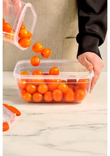 Dikdörtgen 10 Parça Contalı Vakumlu Sızdırmaz Hava Almaz Saklama Kabı Seti 2x 4000/2300/1400/900/400 Ml Şeffaf - Beyaz