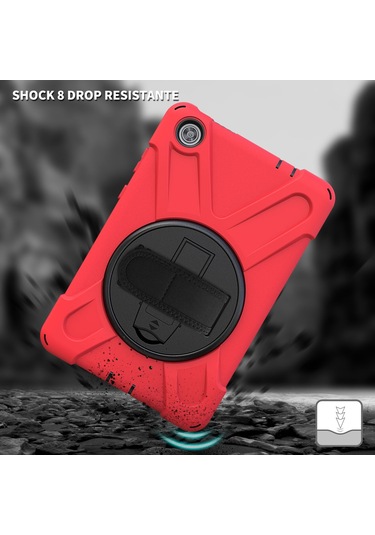 Butu Lenovo Uyumlu Tab M8 8" Tb-8505f/8505x 2019 Kalem Yuvası El Bandı 360 Dönebilen Pc + Silikon Kickstand Tablet Kılıfı