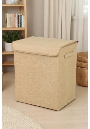 İronika Jüt Dolap İçi Organizer Oyuncak Kutusu Eşya Çamaşır Saklama Sepeti Düzenleyici Kutu 2li Set Kahverengi
