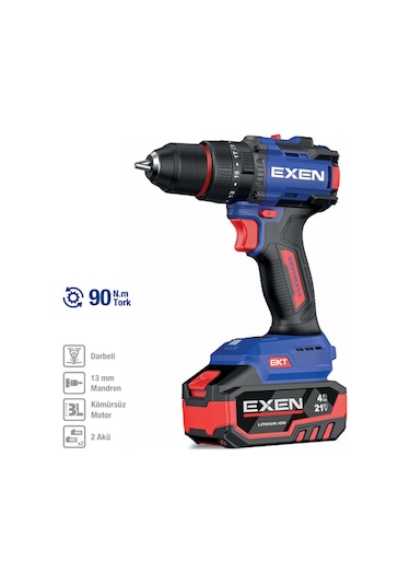 Exen EN 294 DS 21V 4AH 90 NM Kömürsüz Darbeli Şarjlı Matkap