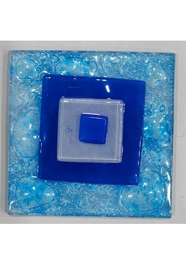 Şeker Portakalım Nazar Boncuk Desenli Banyo Cam Gider Kapağı Süsü Mavi