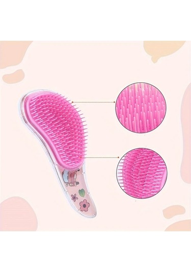 Gateesat Renkli Tek Boynuzlu At Saç Fırçası Kırmızı Küçük Model Tarak Masaj Beşli