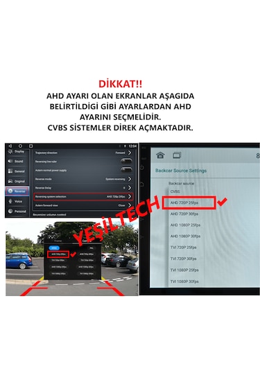 Geri Görüş Park Kamerası 1080p Ahd 170 Derece Ahd-cvbs Park Çi...