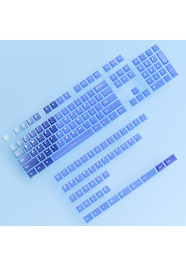 Mekanik Klavye Keycaps Rgb Şeffaf Gaming Pbt Tuş Takımı Mavi