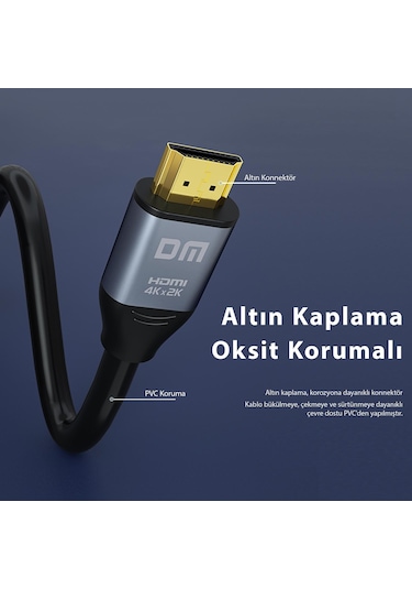 DM HI020 4K 60Hz HDMI 2.0 Görüntü ve Ses Aktarım Kablosu 20 Metre