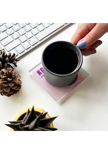 Decorita Cam Bardak Altlığı Burçlar - Kova Burcu 4'lü Takım Çok Renkli