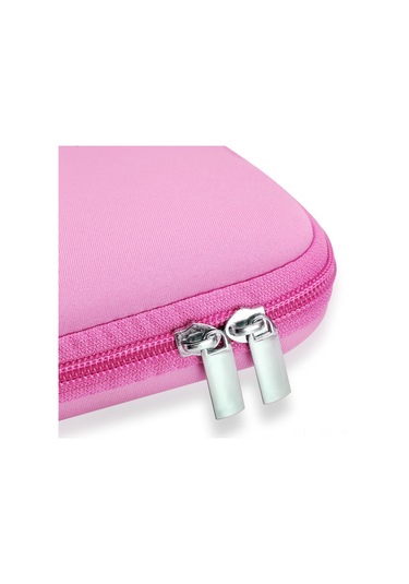 Folinda 14 İnç Laptop Ve Ultrabook İçin İnce Tasarım, Folyo Dolgulu Koruyucu Kılıf - Açık Pembe Zipli Zarf Stili Açık Pembe