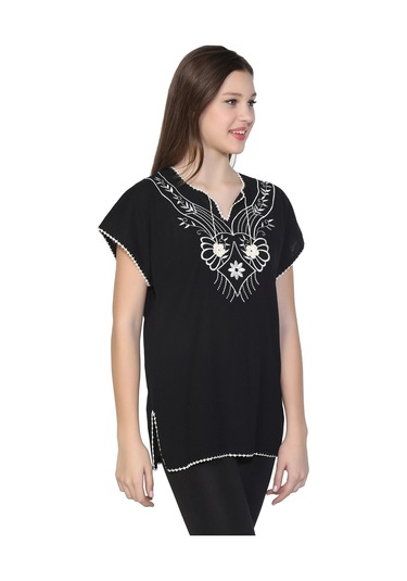 Kısa Kol Şile Bezi Naz Bluz Siyah Syh Siyah