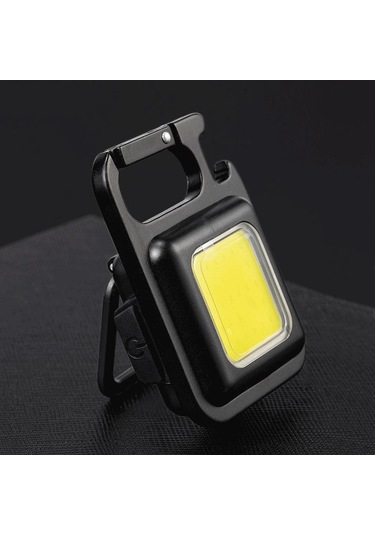 Mini El Feneri Şarj Edilebilir Parlama Cob Anahtarlık Işık Usb Şarj Acil Durum Lambaları Led Çalışma Işığı Taşınabilir Açık Kamp Işık Siyah