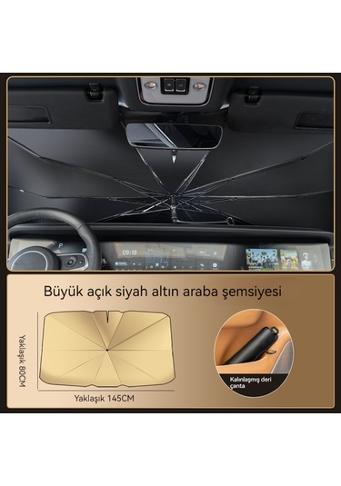 Katlanır Araç Ön Camı Güneşlik Büyük Altın 01