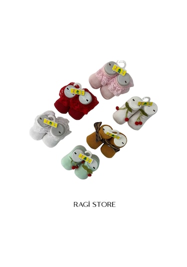 Ragi Store 6'lı Nakışlı Yenidoğan Bebek Çorap Karışık