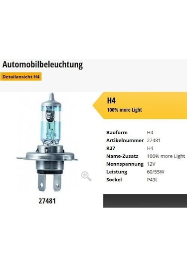 VOSLA %100+ H4 12v 60/55w P43t