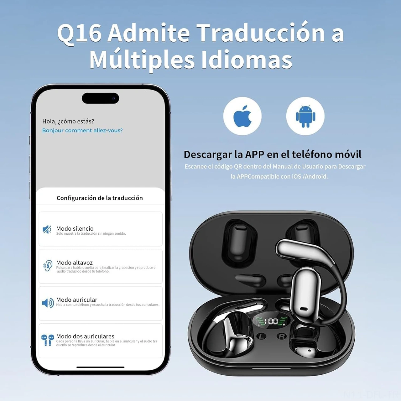 Dofolink Aı Çift Yönlü 144 Dil Anlık Çeviri Kulaklığı - Müzik/arama, Bluetooth 5.4, Açık Kulak Tasarımı, İos/android Uyumlu Q16