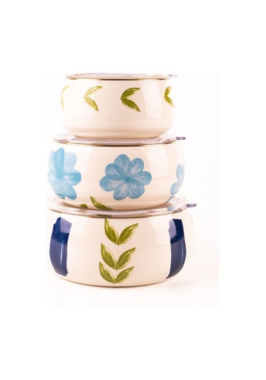 Bloom 3 Lü Emaye Saklama Kabı Takımı Tüm Ocak Tiplerinde Kullanılabilir Çok renkli