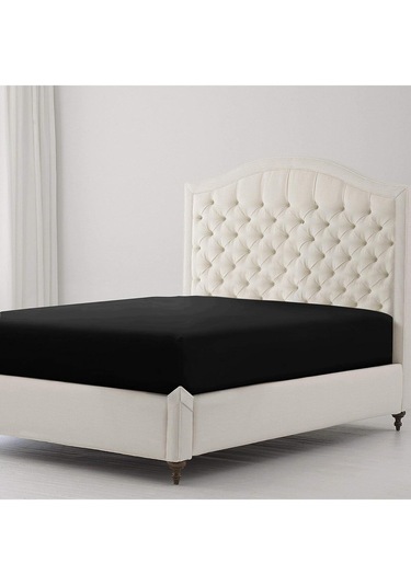 Lastikli %100 Pamuk Penye Çarşaf Tek Kişilik Siyah