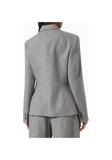 12storeez Linen - Blend Suit Blazer, Koyu, Bel Oturtmalı Ve Şık Ceket Gri