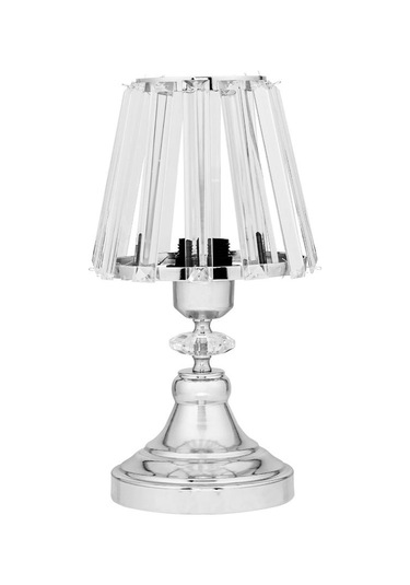 Gerçek Kristal Cam Başlık Krom Metal Gövdeli 2'li Yatak Odası Abajur İki Adet Gece Lambası Krom