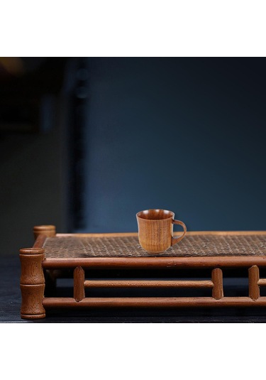 Suntek Ahşap Bardak Küçük Cilalı Basit Saplı Süt İçme Kahverengi