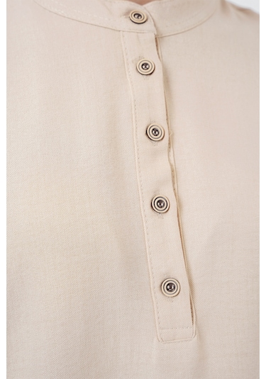 Bigdart 6678 Keten Tunik Pantolon İkili Takım - Bej