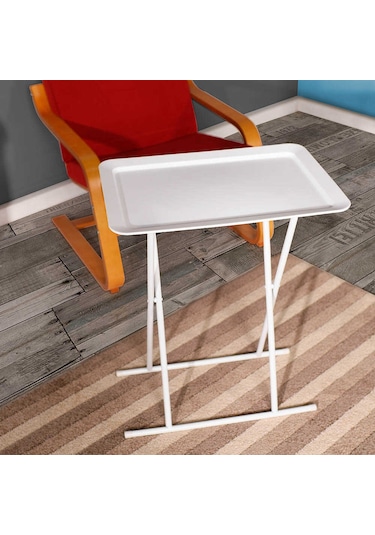 Adore Mobilya Handy Mate Katlanabilir Tepsili Sehpa Beyaz
