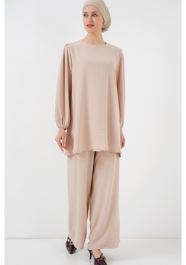 Ayrobin Tunik Pantolon Alt Üst Takım 6712 - Krem Krem
