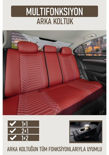 Ford E S C O R T Station Wagon Deri Oto Koltuk Kılıfı Ön Arka Takım Kırmızı Exclusıve Model Scr