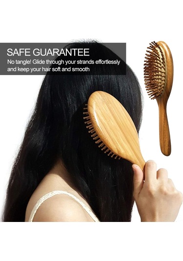 Lemestar Ahşap Saplı Hava Yastıklı Saç Tefeni - Saç Dolaşımı Artırıcı, Statikten Koruyucu, Tüm Saç Tiplerine Uygun Masajlı Tarak