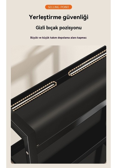 Pazly Mutfak Çok Fonksiyonlu Baharat Rafı Yağ Tuz Sirke Biberlik Düzenleyici 30cm Siyah Siyah