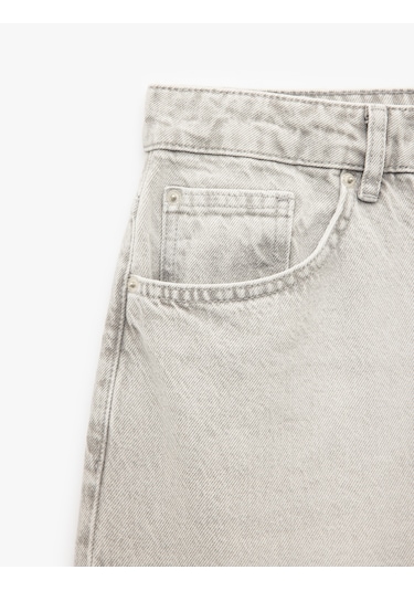 Koton Pamuklu Normal Bel Vintage Straight Fit Jean Pantolon Gri 6wam40060nd Gri