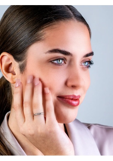 Torgovyj Dom Uvelir Holding 925 Ayar Gümüş Zirkon Taşlı Nişan Alyansı 325747402 Gri