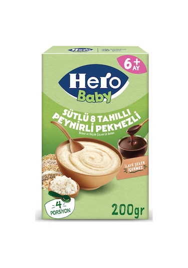 Hero Baby Sütlü 8 Tahıllı Peynirli Pekmezli 200g X3