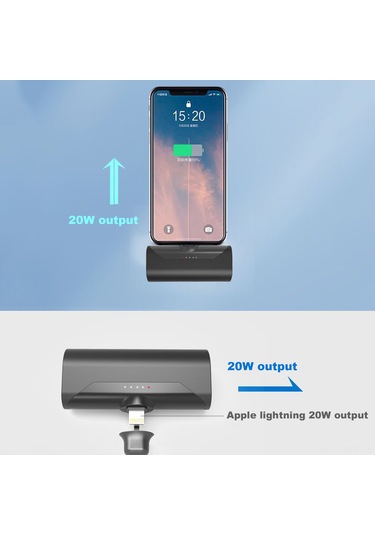 Symbee Siyah 4800mah Mini Kapsül Power Bank - 20w Hızlı Şarj, Lightning/type-c/micro Usb Giriş, 100g Hafif Taşınabilir Siyah