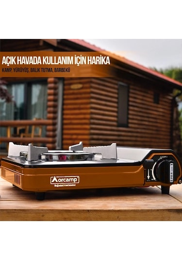 Orcamp CK-505 Tekli Portatif Kamp Ocak Gaz Stop Emniyetli Bakır Çok Renkli