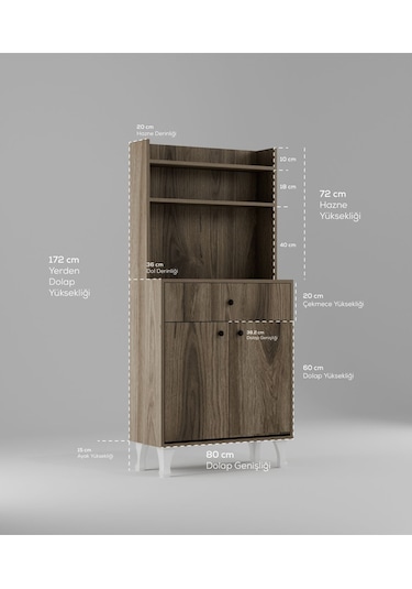 Dekorfim Çok Amaçlı Airfry Dolabı Kahve Köşesi Kahverengi