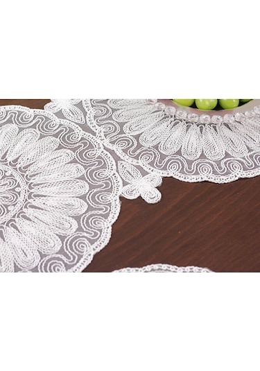 12 Kişilik Amerikan Servis Supla Ve Runner Seti Kırık Beyaz Renk Beyaz