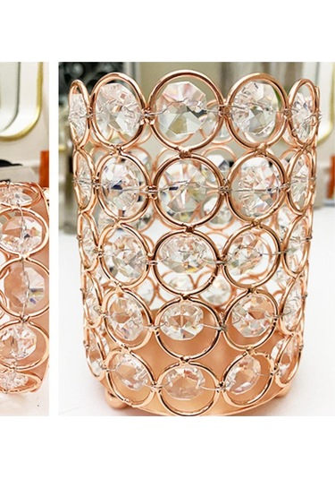 Gül Altın Tırnak Kalem Tutucu Kristal Cam Saklama Kutusu Avrupa Ve Amerika Masaüstü Kova Moda Makyaj Fırça Yuvarlak Süsler