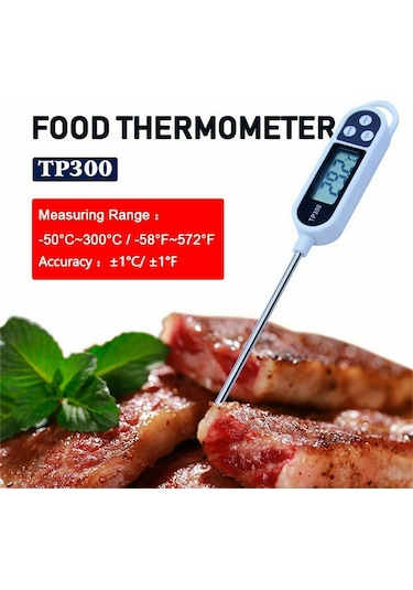 Fosenze Gıda Sıcaklık Ölçer Tp300 - Taze Et, Çorba, Kahve Isısı Ölçümü - Inox Prob, Hızlı Ölçüm, Lcd Ekranlı, -50 C/+300 C Aralığı Siyah Ve Beyaz