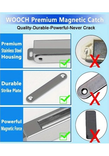 Lumaworld Siyah 4 Parça 90lb Yüksek Manyetik Paslanmaz Çelik Kapı Tutucu - Mutfak Banyo Dolap