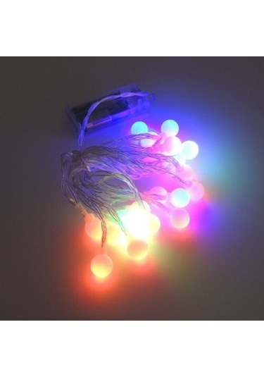9020583870495188992 - 3m 20 Led Beyaz Top Rgb Işık Pilli 2 Kademeli Çok Renkli